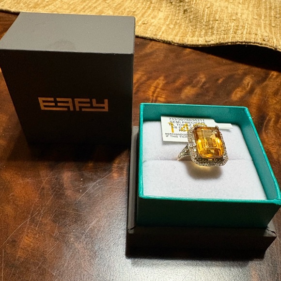 Effy Gold Ring with Radiant Orange Gemstone - Picture 3 of 8